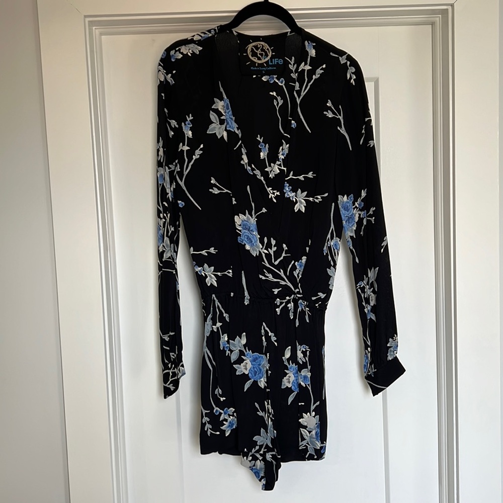 Blue Life floral long sleeve romper from Revolve